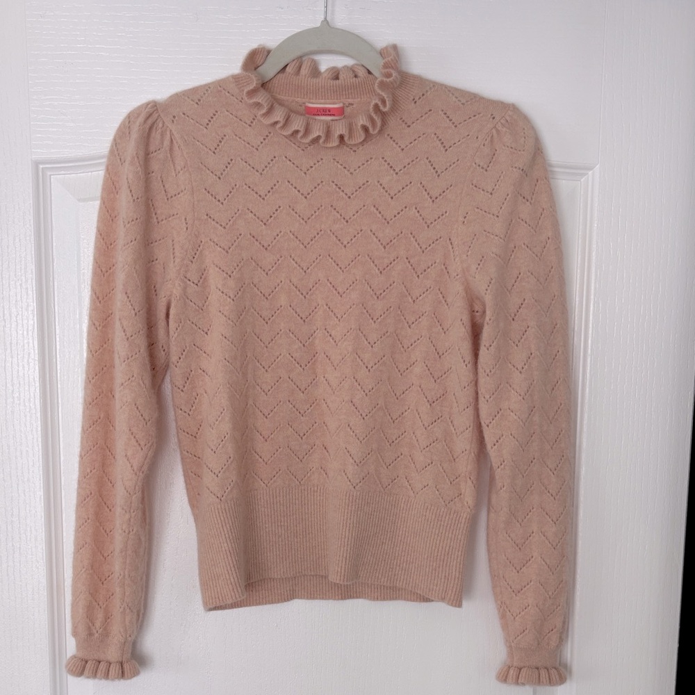 J. Crew Soft Cashmere Pointelle Mockneck 100% Cashmere Sweater